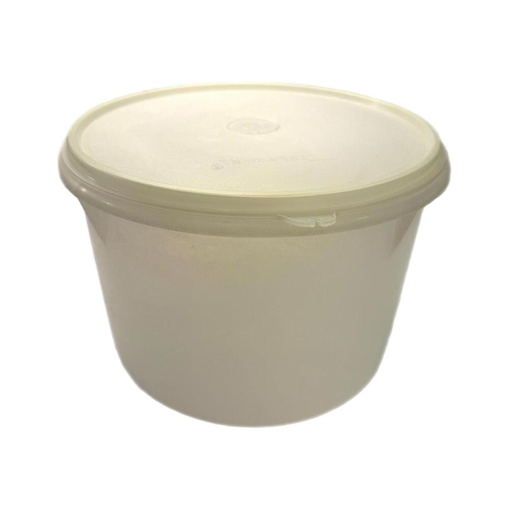 Vintage Tupperware Sheer Clear Round Storage Stacking Container w Lid